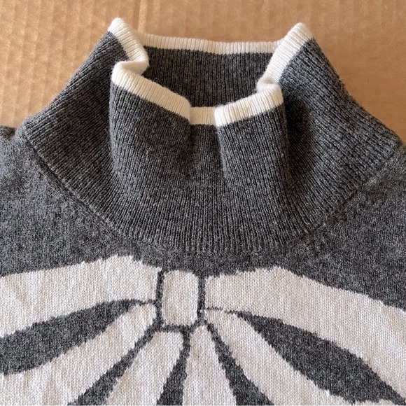 Brodie Cashmere Wool blend Gray Lurex Bow Mock Neck Sweater size M - Picture 5 of 12